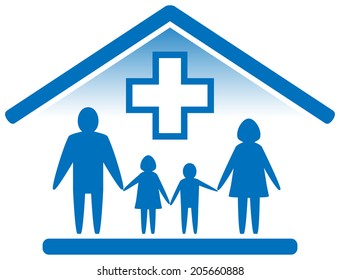 blue isolated medicine icon. family doctor symbol