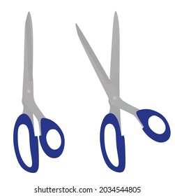 Blue isolated scissors. vector illustration