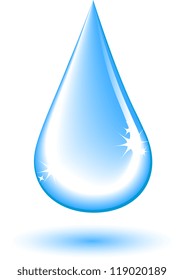blue isolated transparent water drop on white background