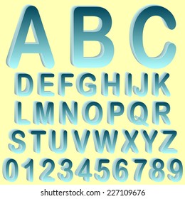 Blue isometric 3D font set
