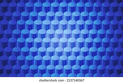 Blue isometric hexagons background pattern. blue isometric 3D rendering geometric hexagons pattern.