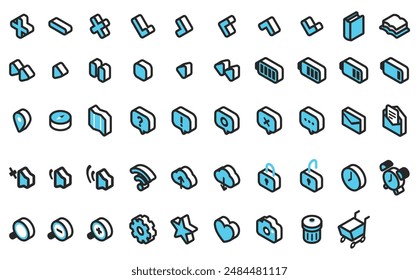 Blue isometric icon set (right)