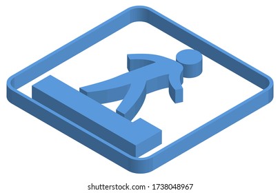 Blue isometric illustration of attention to rising steps