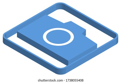 Blue isometric illustration of camera
