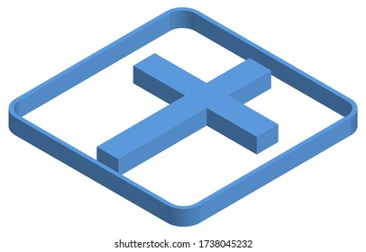 Ilustración isométrica azul de la cruz