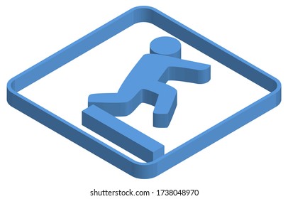 Blue isometric illustration of falling attention