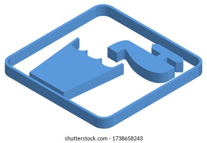 Blue isometric illustration of faucet and cup