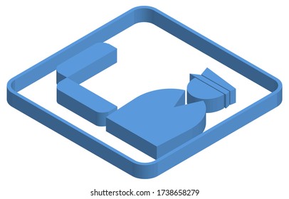 Blue isometric illustration of luggage inspection