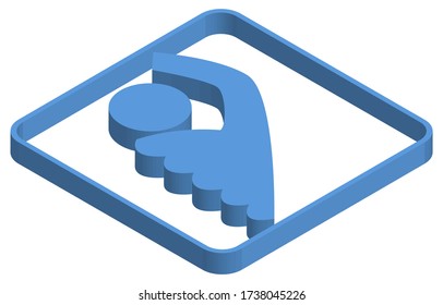 Blue isometric illustration of a person swimming