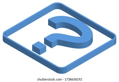 Ilustración isométrica azul del signo de interrogación