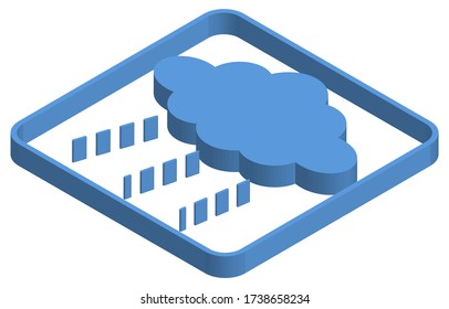 Blue isometric illustration of rain clouds