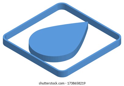 Blue isometric illustration of raindrops