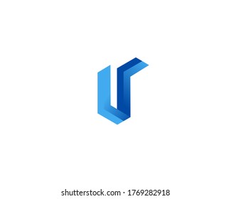 blue isometric logo design concept