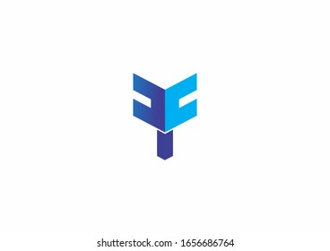 Blue isometric logo design template. Simple corporate logo