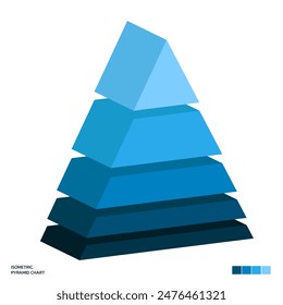 Blue Isometric Pyramid Chart, 3D Static Infographic , Diagram vector in Flat design for Business Presentation and analysis slide illustration