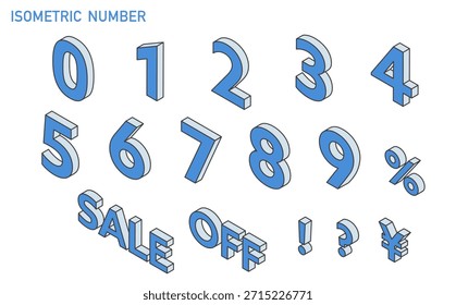 Blaue isometrische Vektornummer Illustrationssatz
