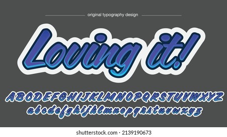 blue italic and white cursive isolated letters