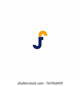 Blue J JF DF Letter Initial Logo Vector