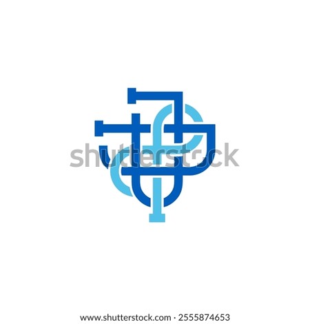 Blue J and J Monogram in Plumbing Pipe Logo Design Vector