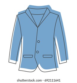 Blue jacket in doodle style icons vector illustration for design and web isolated on white background. Blue jacket object for labels and logo