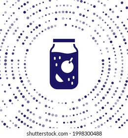 Blue Jam jar icon isolated on white background. Abstract circle random dots. Vector