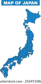 Blue Japan country map border outline vector