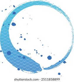 Marcos y salpicaduras de círculo japonés azul.