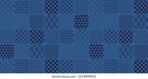 Blue Japanese Pattern Nengajo Background