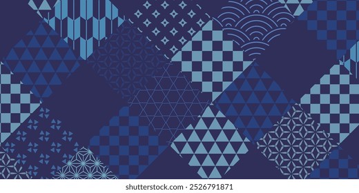 Blue Japanese Pattern Nengajo Background