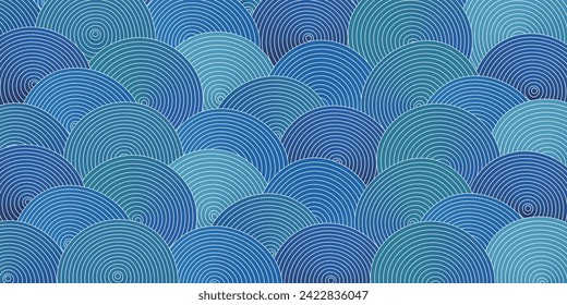 Blue Japanese Pattern Swirl Background