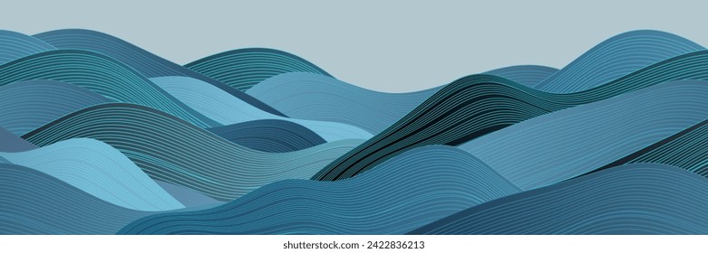 Blue Japanese Pattern Wave Background