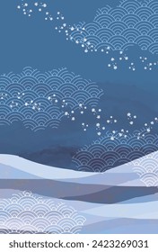 blauer japanischer Muster-Wellenhintergrund
