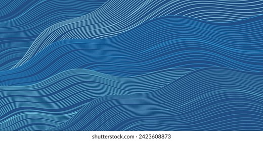 Blue Japanese Pattern Wave Background