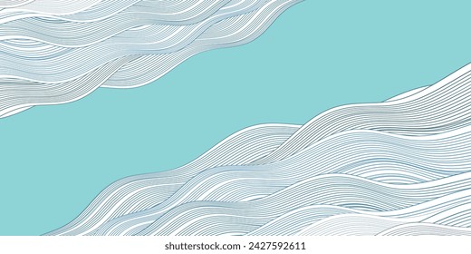 Blue Japanese Pattern Wave Background