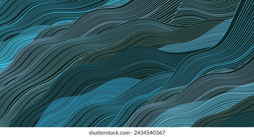 Blue Japanese Pattern Wave Background