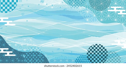 Blue Japanese Pattern Wave Background