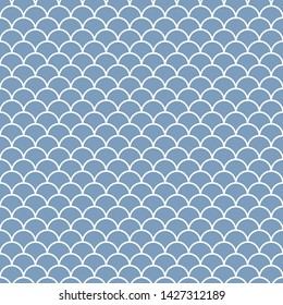 Blue Japanese scallops seamless pattern