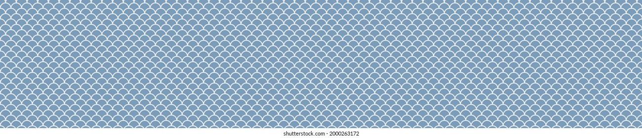 Blue Japanese scallops seamless pattern