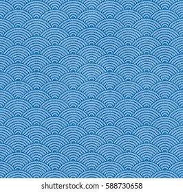 Blue Japanese traditional wave pattern, retro style