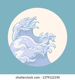 Blue Japanese wave background vector