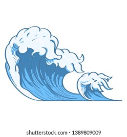 Blue Japanese wave background vector
