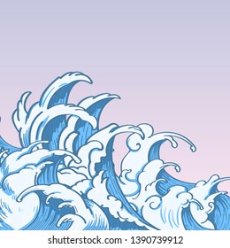 Blue Japanese wave background vector