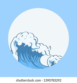 Blue Japanese wave background vector