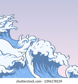 Blue Japanese wave background vector