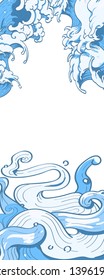 Blue Japanese wave background vector