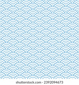 Blue Japanese wave pattern background. Japanese seamless pattern vector. Waves background illustration. for clothing, wrapping paper, backdrop, background, gift card.