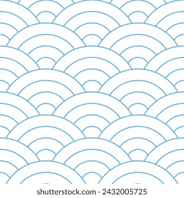 Blue Japanese wave pattern background. Japanese seamless pattern vector. Waves background illustration. for clothing, wrapping paper, backdrop, background, gift card.