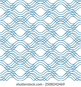 Blue Japanese wave pattern background lines. Endless texture can be used for wallpaper, pattern fills, web page background,surface textures.