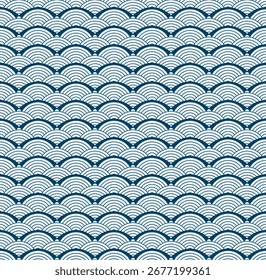 Blue Japanese wave seamless pattern background vector