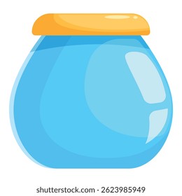 Blue jar with a yellow cap is standing on a white background